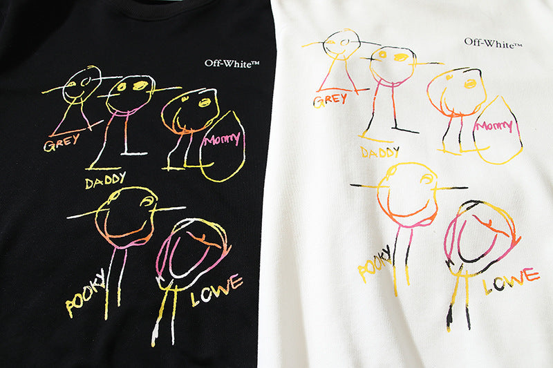 OFF WHITE Cartoon line character round neck pullover sweatshirts