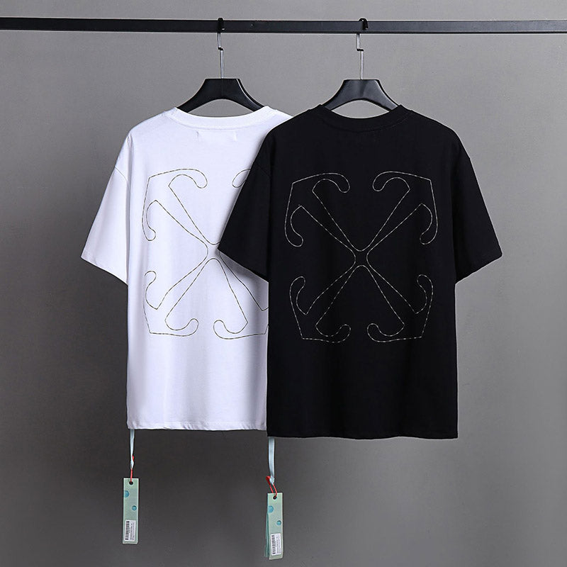 OFF WHITE Embroidery letter arrow pattern T-Shirts