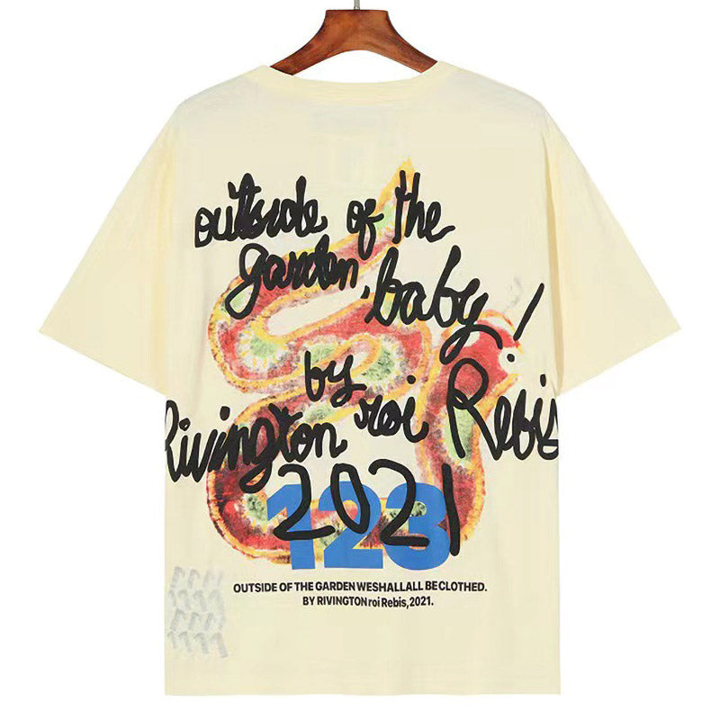 RRR123 Rainbow Snake Foam Letter Print T-shirts