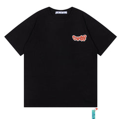 OFF WHITE Creative cartoon letter round neck T-shirt