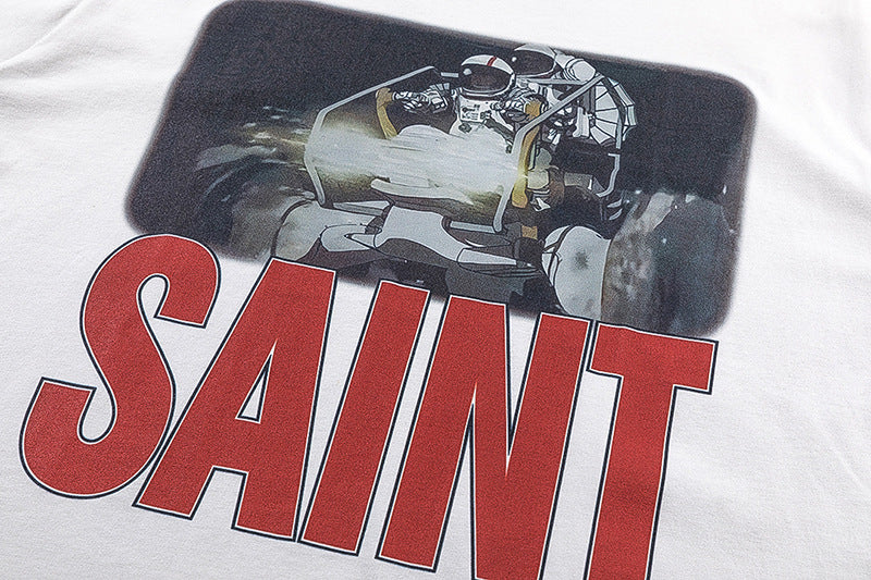 Saint Michael Cartoon Casual Street Vintage Washed T-Shirt