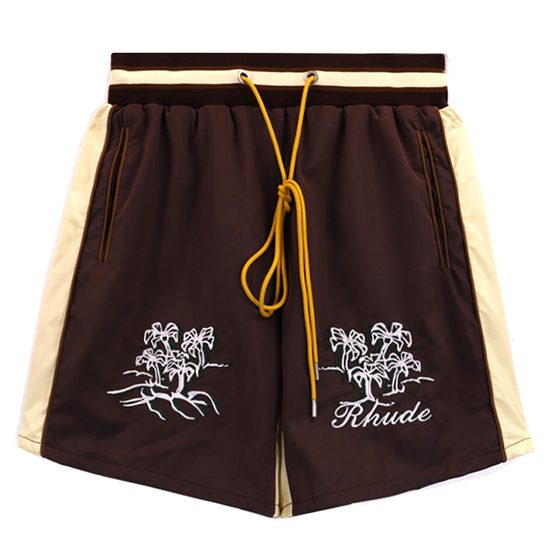 RHUDE Straight-Leg Logo-Embroidered Striped Satin Shorts