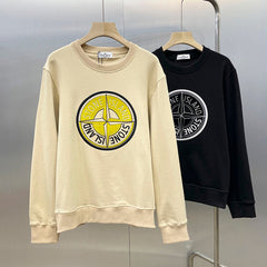 STONE ISLAND Classic compass embroidered crew neck sweatshirts