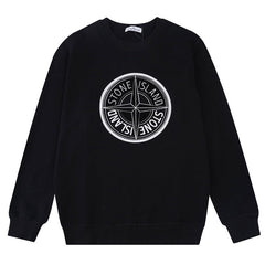 STONE ISLAND Classic compass embroidered crew neck sweatshirts