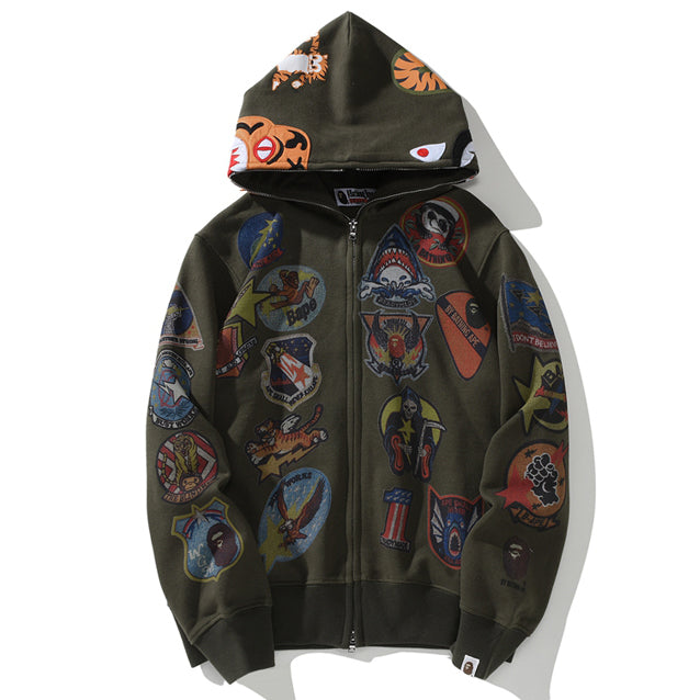 BAPE Shark Tiger Head Zipper Hoodie