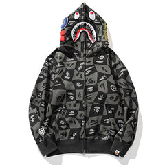 BAPE Gray Shark Zipper Hoodie